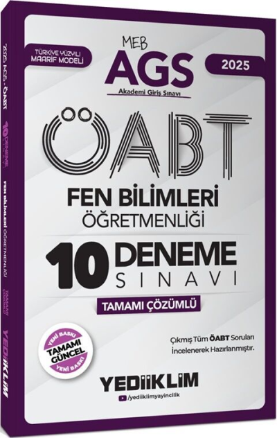 2025 MEB AGS ÖABT Fen Bilimleri Öğretmenliği Tamamı Çözümlü 10 Deneme Sınavı Yediiklim Yayınları Vega Efsanesi