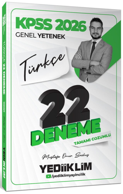 2026 KPSS Genel Yetenek Türkçe Tamamı Çözümlü 22 Deneme Sınavı Yediiklim Yayınları