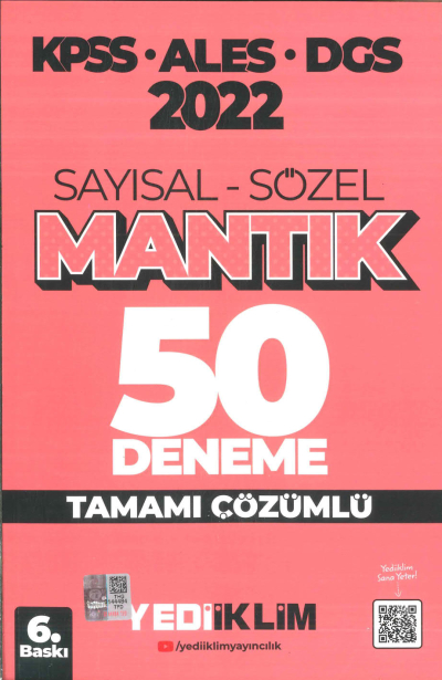 KPSS ALES DGS SAYISAL-SÖZEL MANTIK 50 DENEME TAMAMI ÇÖZÜMLÜ