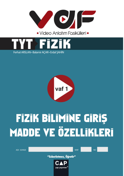 TYT Fizik Video Anlatım Fasikülleri Vaf Yayınları Vega Efsanesi