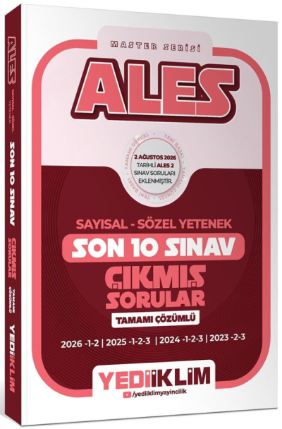 ALES Sayısal Sözel Yetenek Tamamı Çözümlü Son 10 Sınav Çıkmış Sorular Yediiklim Yayınları Vega Efsanesi