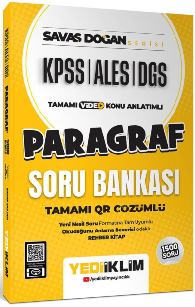 KPSS ALES DGS Savaş Doğan Serisi Paragraf Tamamı Video Konu Anlatımlı ve Tamamı QR Çözümlü Soru Bankası Yediiklim Yayınları Vega Efsanesi