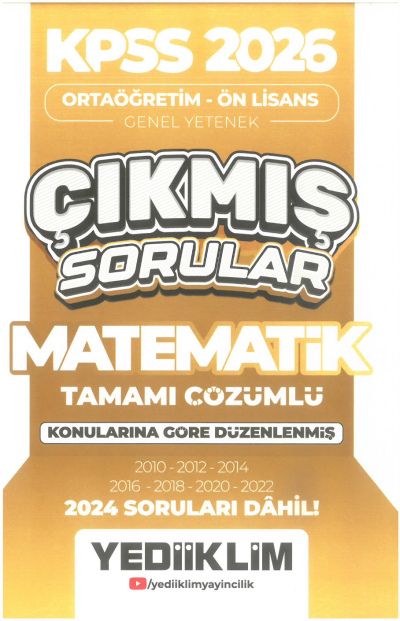 2026 KPSS Ortaöğretim-Önlisans Matematik Konularına Göre Çıkmış Sorular(2024 soruları dahil) Yediiklim Yayınları Vega Efsanesi