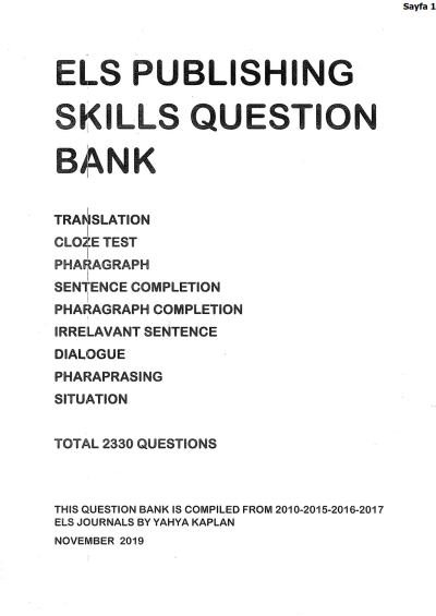 ELS Publishing Skills Question Bank Vega Efsanesi