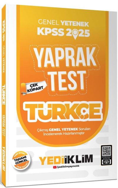 2025 KPSS Türkçe Yaprak Test Yediiklim Yayınları Vega Efsanesi