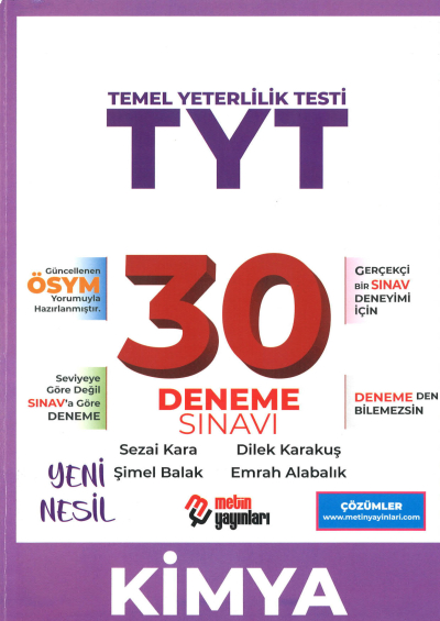 TYT Kimya 30 Deneme Sınavı Vega Efsanesi