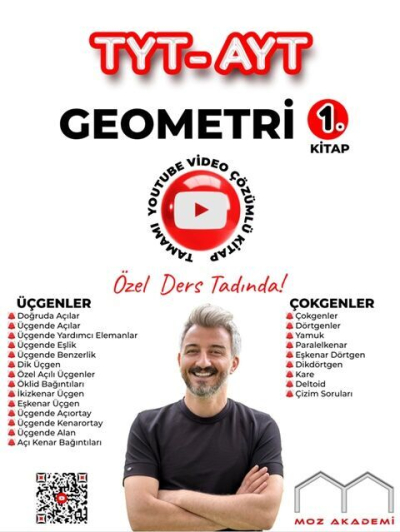 Moz Akademi TYT AYT Geometri 1. Kitap Tamamı Çözümlü Soru Bankası Vega Efsanesi