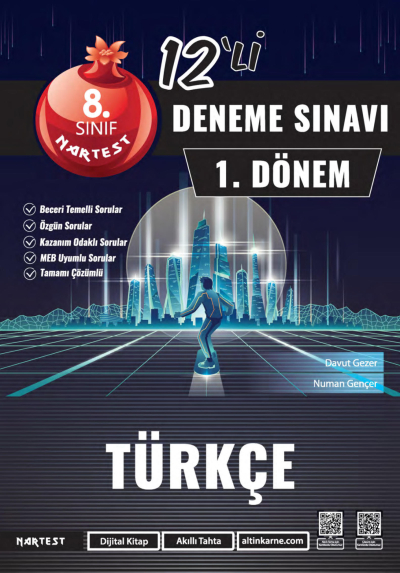 8. Sınıf 1. Dönem Mod 12 Türkçe Deneme Sınavı Nartest Yayınları