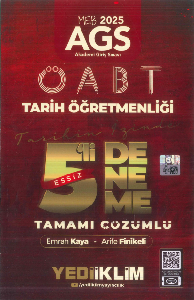 2025 MEB AGS ÖABT Tarih Öğretmenliği Tamamı Çözümlü Tarihin İzinde Eşsiz 5 li Deneme Yediiklim Yayınları Vega Efsanesi