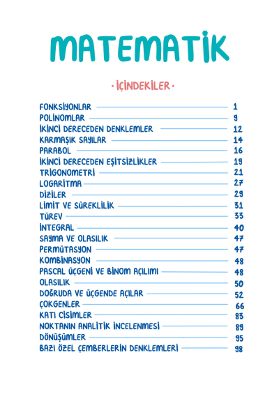 AYT Matematik Vip Notlar Vin Kampüs Vega Efsanesi