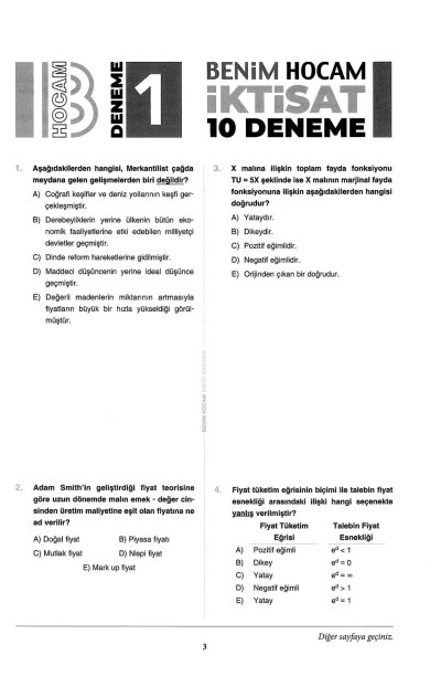 İKTİSAT 10 LU DENEME 2022 Vega Efsanesi