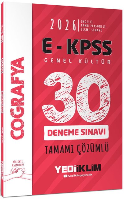 2026 E-KPSS Tüm Adaylar İçin Genel Kültür Coğrafya Tamamı Çözümlü 30 Deneme Sınavı Yediiklim Yayınları Vega Efsanesi