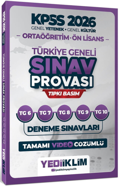 2026 KPSS Lise Ortaöğretim Ön Lisans Türkiye Geneli Sınav Provası 5 Deneme Çözümlü (6-7-8-9-10) Yediiklim Yayınları Vega Efsanesi