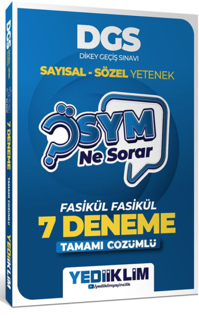 2027 DGS Sayısal Sözel Yetenek ÖSYM Ne Sorar Tamamı Çözümlü Fasikül 7 Deneme Yediiklim Yayınları Vega Efsanesi