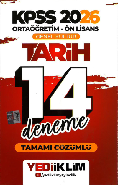 2026 KPSS Ortaöğretim Ön Lisans Genel Kültür Tarih Tamamı Çözümlü 14 Deneme Yediiklim Yayınları Vega Efsanesi