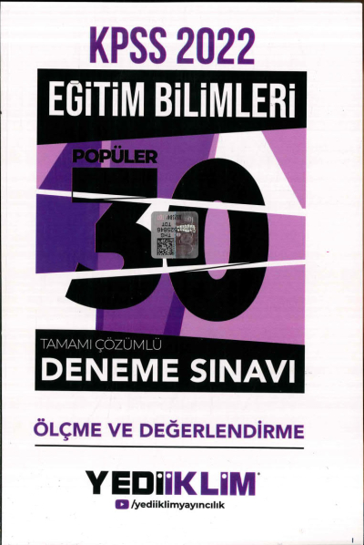 ÖLÇME VE DEĞERLENDİRME POPÜLER 30 DENEME SINAVI TAMAMI ÇÖZÜMLÜ Vega Efsanesi