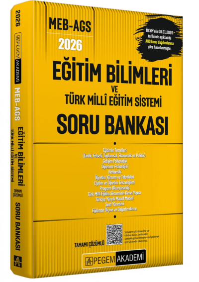 2026 MEB-AGS Eğitim Bilimleri ve Türk Milli Eğitim Sistemi Soru Bankası Çözümlü Pegem Akademi Yayınları Vega Efsanesi