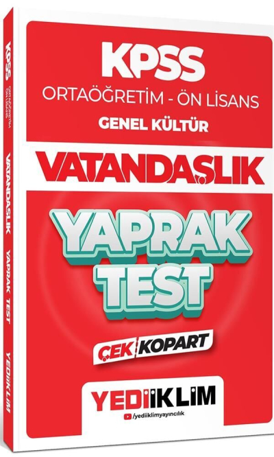 KPSS Lise Ortaöğretim Ön Lisans Vatandaşlık Yaprak Test Çek Kopart Yediiklim Yayınları Vega Efsanesi