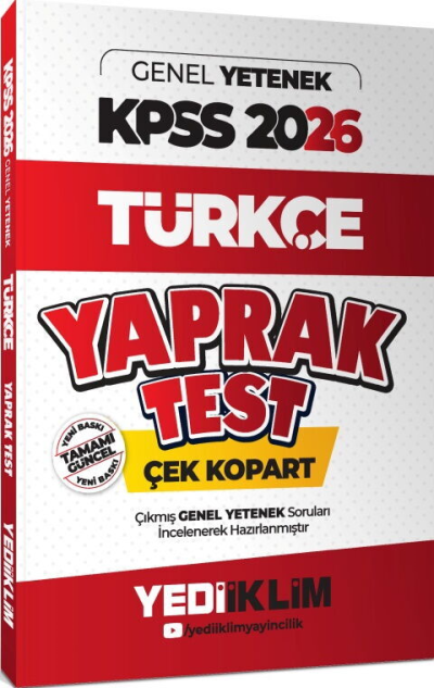 2026 KPSS Genel Yetenek Türkçe Çek Kopart Yaprak Test Yediiklim Yayınları Vega Efsanesi