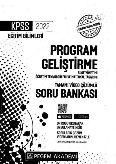 2022 KPSS Eğitim Bilimleri PROGRAM GELİŞTİRME SORU BANKASI