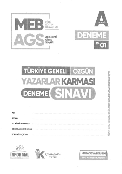 2025 MEB AGS TÜRKİYE GENELİ DENEME SINAVLARI KARAKUTU 1-2-3-4-6-7-8 DENEMELER (TAMAMI ÇÖZÜMLÜ) Vega Efsanesi