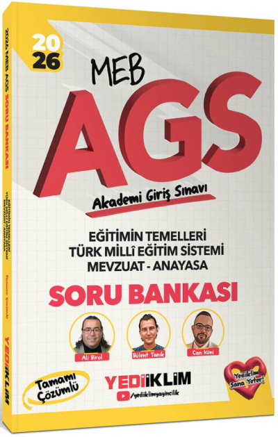 2026 MEB AGS Eğitimin Temelleri - Türk Milli Eğitim Sistemi Mevzuat Anayasa Tamamı Çözümlü Soru Bankası Yediiklim Yayınları Vega Efsanesi