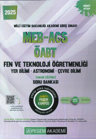 2025 MEB-AGS-ÖABT Fen ve Teknoloji Öğretmenliği Yer Bilimi - Astronomi- Çevre Bilimi Tamamı Çözümlü Soru Bankas Pegem Akademi Yayıncılık Vega Efsanesi