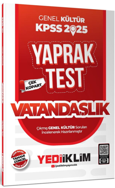 2025 KPSS Vatandaşlık Genel Kültür Çek Kopart Yaprak Test Yediiklim Yayınları Vega Efsanesi