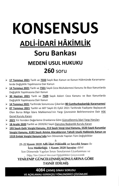 KONSENSUS ADLİ İDARİ HAKİMLİK SORU BANKASI MEDENİ USUL HUKUKU 17. BASKI Vega Efsanesi