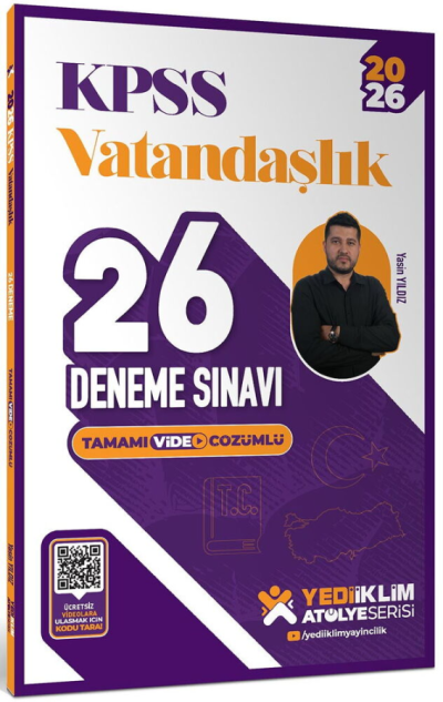 2026 KPSS Vatandaşlık Tamamı Video Çözümlü 26 Deneme Sınavı Yediiklim Yayınları