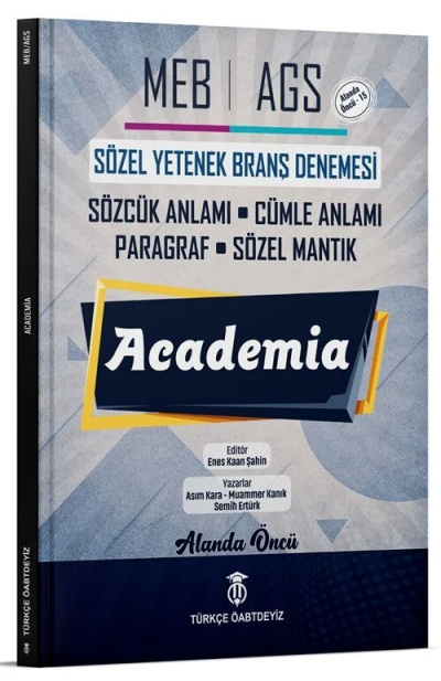 2026 MEB-AGS Sözel Yetenek Academia Branş Denemeleri Türkçe ÖABTDEYİZ Vega Efsanesi