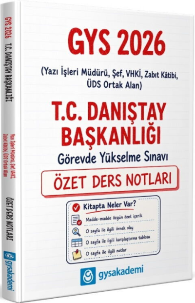 2026 GYS Danıştay Başkanlığı Özet Ders Notları GYSAkademi Vega Efsanesi