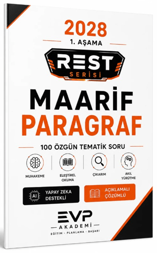 2028 REST Serisi Maarif Model Paragraf Soru Bankası 100 Özgün Tematik Soru Çözümlü EVP Akademi Vega Efsanesi