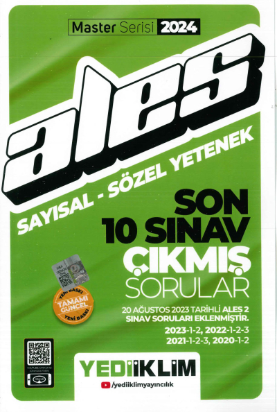ALES SAYISAL SÖZEL YETEMEK SON 10 SINAV ÇIKMIŞ SORULAR