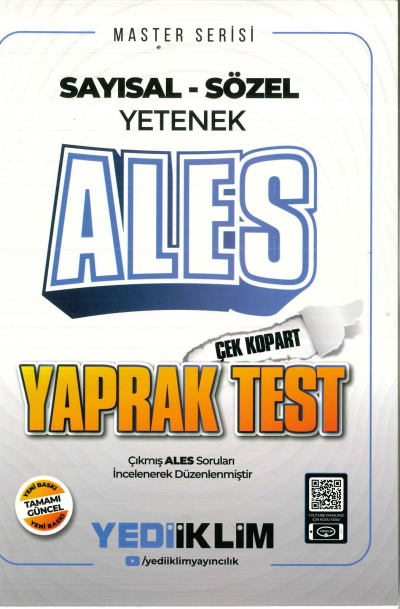 2025 Master Serisi ALES Sayısal-Sözel Yetenek Çek Kopart Yaprak Test Yediiklim Yayınları Vega Efsanesi