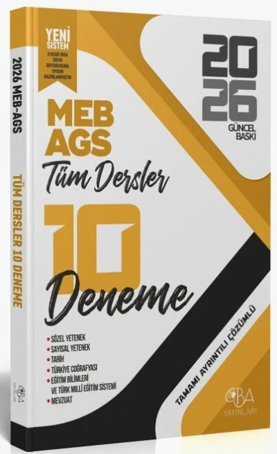 2026 MEB- AGS Tüm Dersler 10 Deneme Çözümlü CBA Yayınları Vega Efsanesi