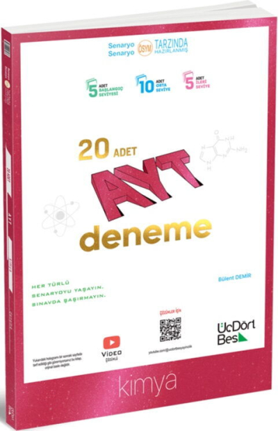 AYT Kimya 20 Deneme ÜçDörtBeş Yayınları Vega Efsanesi