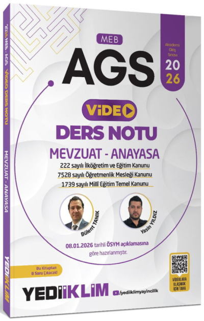 2026 MEB-AGS Mevzuat-Anayasa Video Ders Notu Yediiklim Yayınları Vega Efsanesi