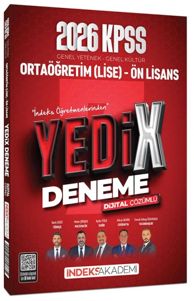 2026 KPSS Lise Ortaöğretim Ön Lisans YEDİX 7 Deneme Çözümlü İndeks Akademi Yayıncılık Vega Efsanesi