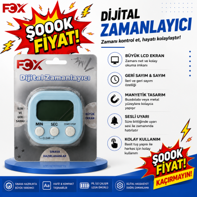 Öğrenci Kronometresi Dijital Zamanlayıcı Mıknatıslı FCZ-100 (Mavi) Vega Efsanesi