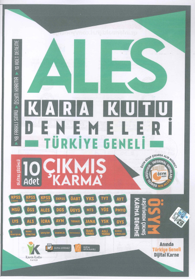 ALES KARA KUTU DENEMELERİ 10 ADET ÇIKMIŞ KARMA DENEME Vega Efsanesi