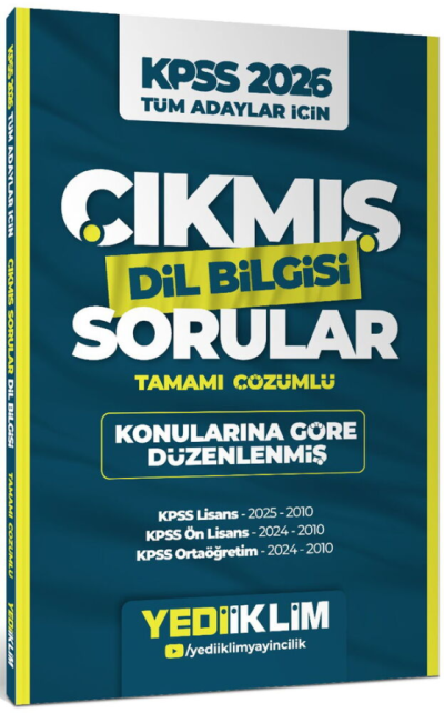 2026 KPSS Tüm Adaylar İçin Dil Bilgisi Konularına Göre Düzenlenmiş Tamamı Çözümlü Çıkmış Sorular (2010-2025) Yediiklim Yayınları Vega Efsanesi