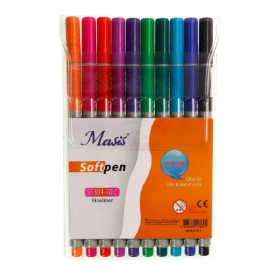 Masis Fineliner Softpen Kalem 10 Renk Pvc S5304-10c Vega Efsanesi