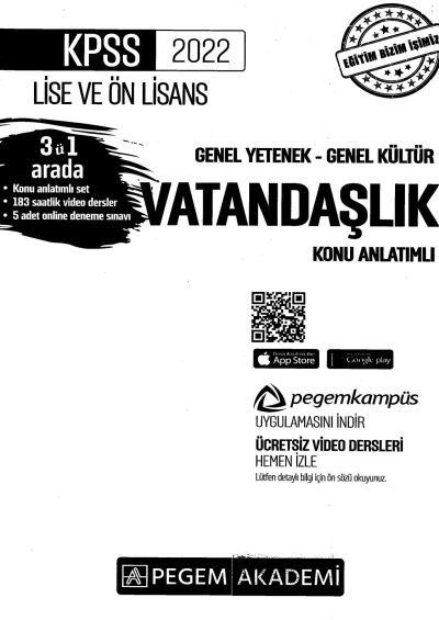 2022 KPSS LİSE VE ÖNLİSANS VATANDAŞLIK KONU ANLATIMI Vega Efsanesi
