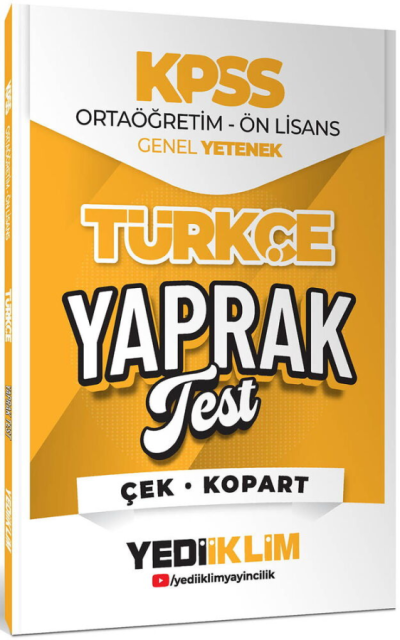 2026 KPSS Ortaöğretim-Önlisans Türkçe Çek Kopart Yaprak Test Yediiklim Yayınları