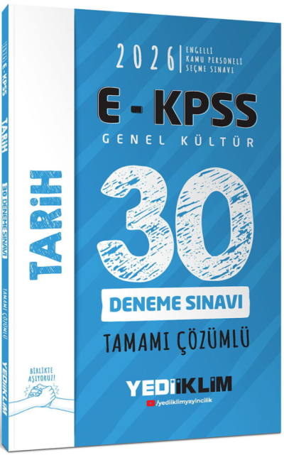2026 E-KPSS Tüm Adaylar İçin Genel Kültür Tarih Tamamı Çözümlü 30 Deneme Sınavı Yediiklim Yayınları