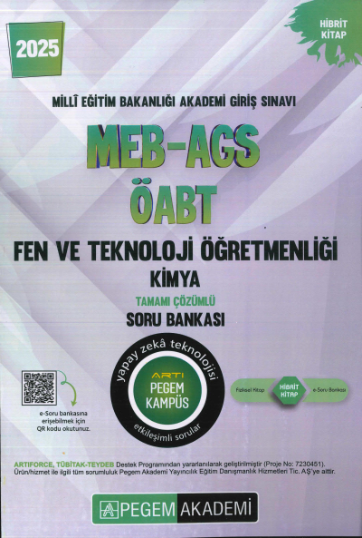 2025 MEB-AGS-ÖABT Fen ve Teknoloji Öğretmenliği Kimya Tamamı Çözümlü Soru Bankas Pegem Akademi Yayıncılık Vega Efsanesi