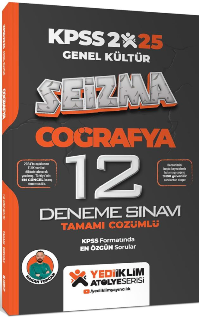 2025 KPSS Coğrafya Genel Kültür Atölye Serisi Seizma Tamamı Çözümlü 12 Deneme Sınavı Yediiklim Yayınları Vega Efsanesi