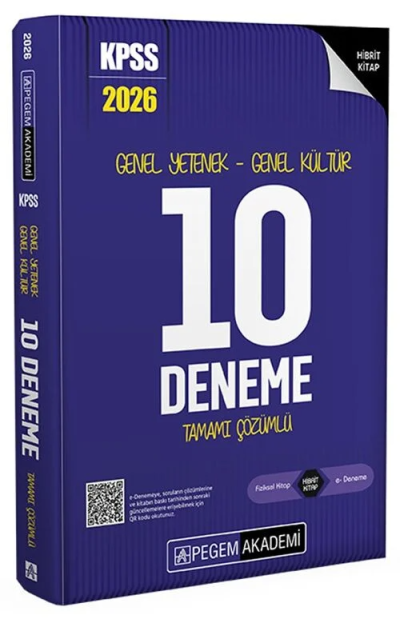 2026 KPSS Genel Yetenek Genel Kültür Tamamı Çözümlü 10 Deneme Pegem Akademi Yayıncılık