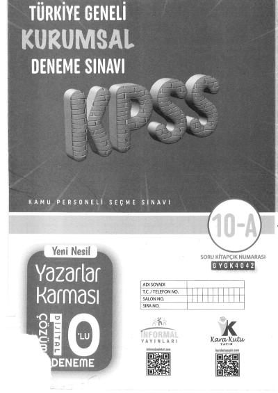KPSS Genel Yetenek Genel Kültür Yazarlar Karması 10 Deneme Dijital Çözümlü İnformal Yayınları Vega Efsanesi
